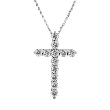14k White Gold Classic Lab Diamond Cross 0.41 Ctw